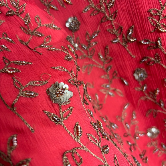 Vintage Express silk slip dress beaded Jrs size 9, approx a small - Picture 13 of 16